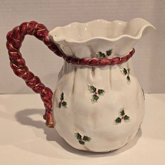 Vintage 1990 Fitz and Floyd 2 Qt Pitcher Old World Christmas Collectible - Picture 5 of 8